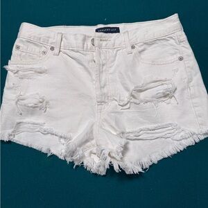 Aeropostale White Ripped Frayed Denim Shorts